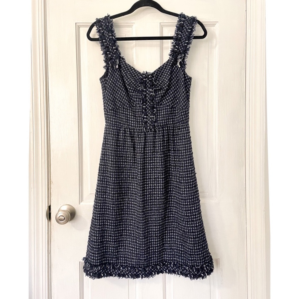 CHANEL Tweed Dress with Fringe Detail